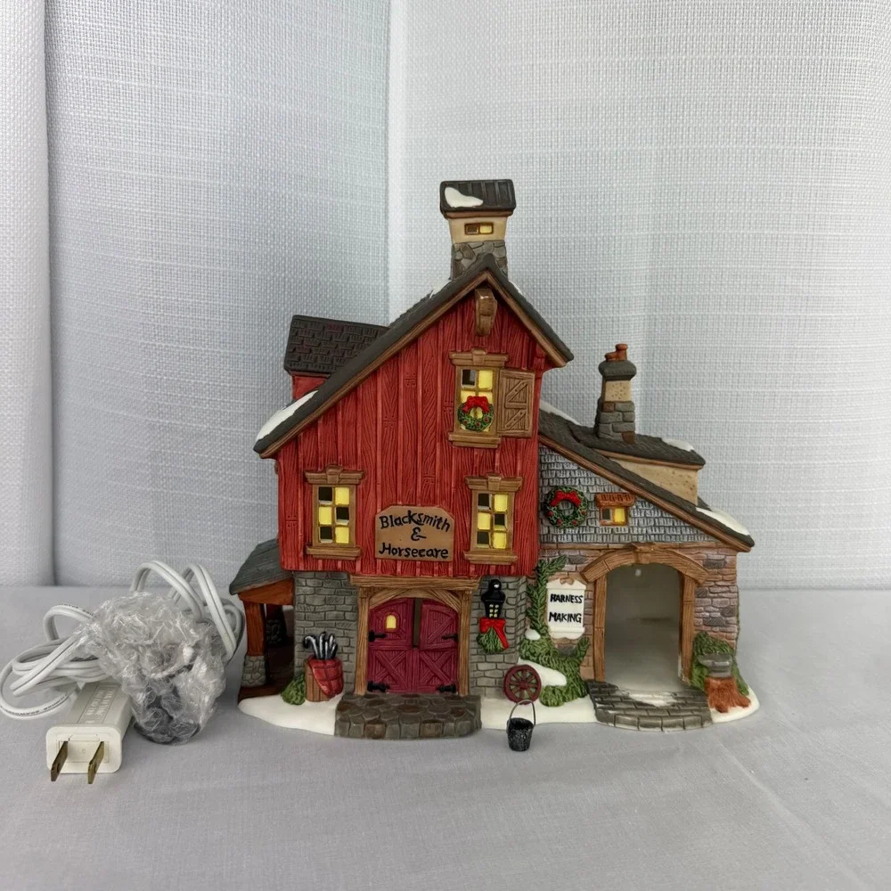 VTG Holiday Time Lighted Christmas Village Blacksmith
